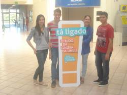 Fabiane Vogado (Engenharia Civil), Dionathan Dallalba (Engenharia Civil), Sandra Bilhalva (História) e Giovane de Siqueira Prestes (Administração) - Câmpus Santa Rosa