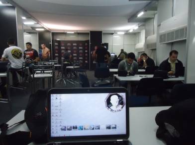 Sala de imprensa em Jaraguá do Sul.